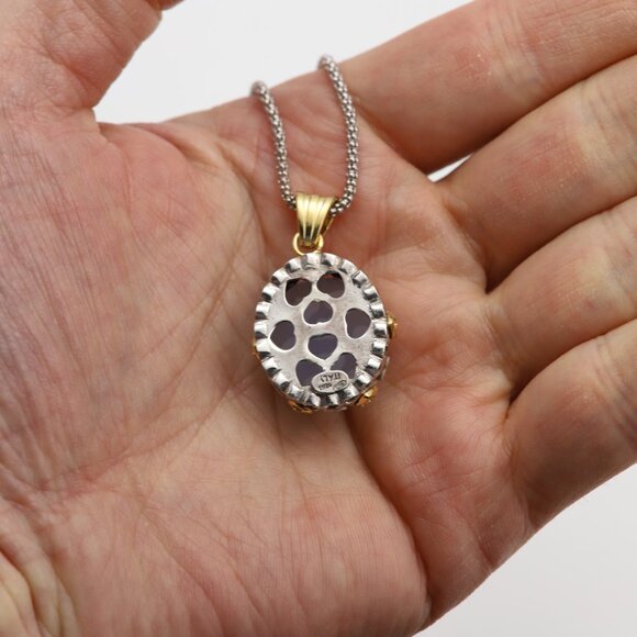 Vintage Natural Stone pendant Chalcedony sterling silver & 18k Gold - Picture 9 of 11